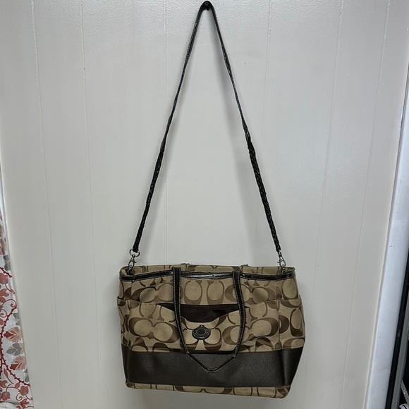 Coach Brown Tote Bag with Signature Design - Picture 12 of 16